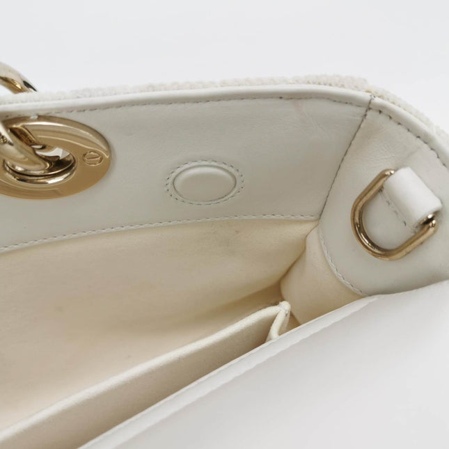 Sold Lady D-Joy Mini Handbag Microcannage Technical Fabric White with Two Straps