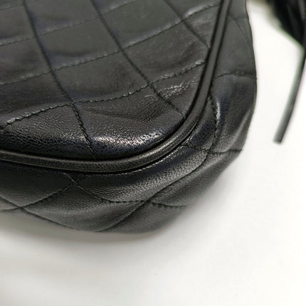Chanel Vintage Mini CC Tassel Flap Bag Black Lambskin Matelasse Chain