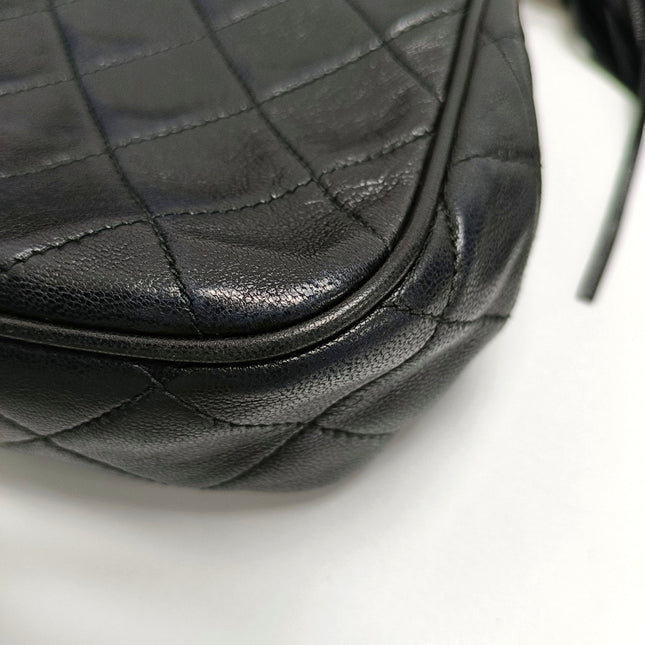 Chanel Vintage Mini CC Tassel Flap Bag Black Lambskin Matelasse Chain