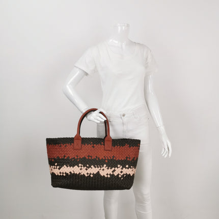 Bottega Veneta Cabat Tote Intreccio Leather Multicolor Brown Burgundy Beige 42cm
