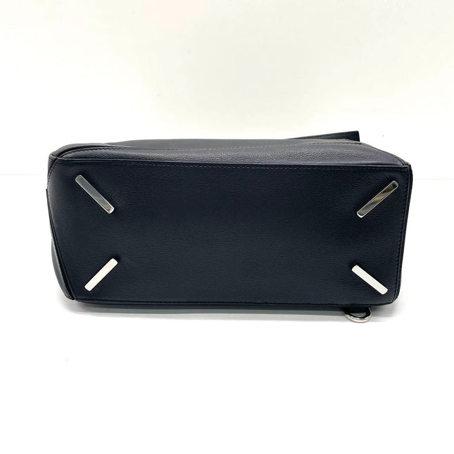 Loewe Puzzle Medium Black Smooth Leather White Logo 2016