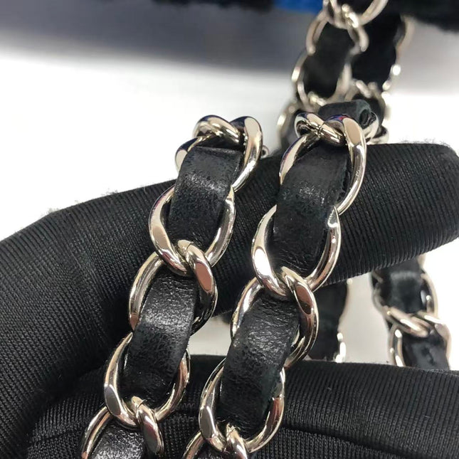 Chanel Medium Flap Bag Shearling and Leather Pop Art N.5 Silver Hardware