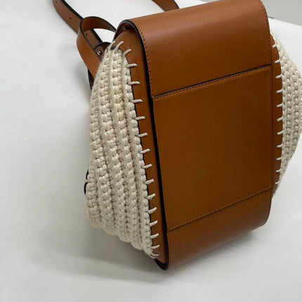 Loewe Hammock Mini Brown Leather Raffia Top Handle Crossbody Bag