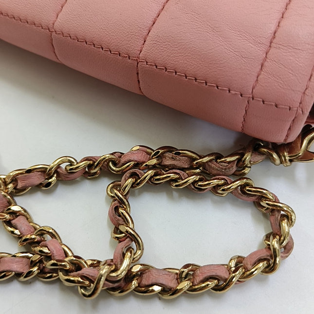 Chanel East West Chocolate Bar Light Pink Leather Gold Hardware Vintage