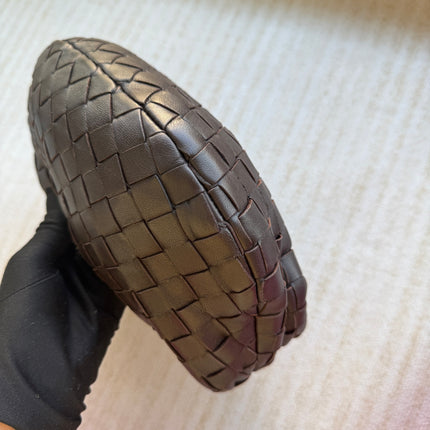 Bottega Veneta Jodie Mini Fondant Dark Chocolate Brown Lambskin Leather Clutch Bag