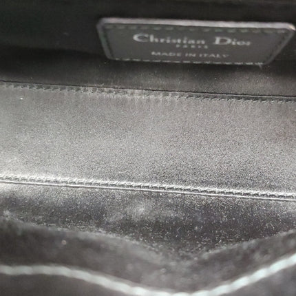 Lady Dior Mini Black Silk with Crystals Silver Hardware