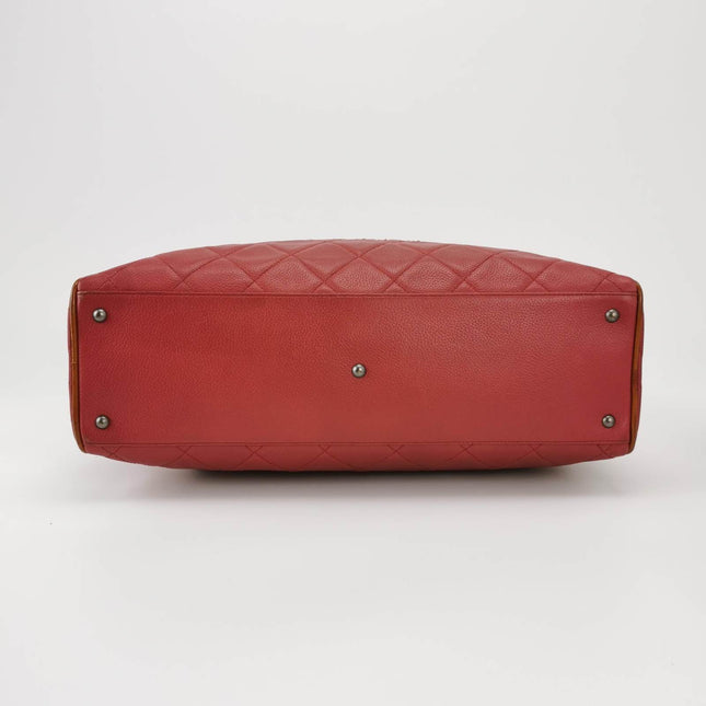 CHANEL Caviar Quilted Large Bowler Bag Red
