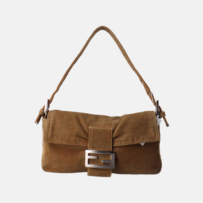 Sold FENDI Baguette Vintage Corduroy Beige Brown Shoulder Bag