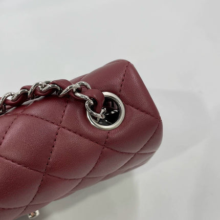 Chanel Classic Flap Rectangular Mini Burgundy Lambskin Silver HW, 2019