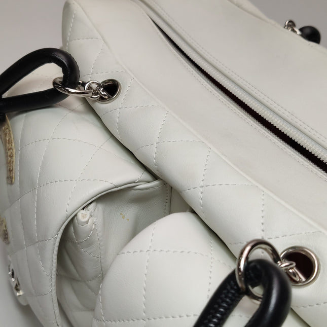 Chanel Cambon Multi-pocket Ligne Reporter Bag Large White Calfskin Leather