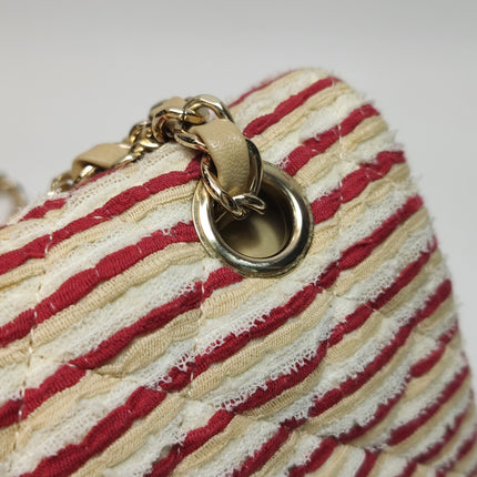 Chanel Classic Flap Red White Striped Medium Jersey Coco Sailor