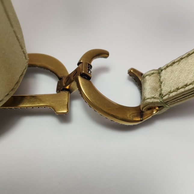 Dior Saddle Mini Silk Handbag Light Gold with crystals