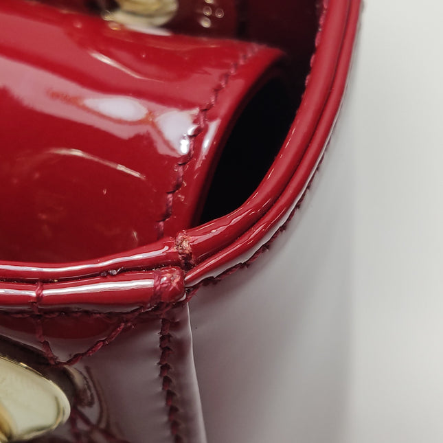 Lady Dior Mini Handbag 2017 Red Patent Leather Gold-tone Chain Strap