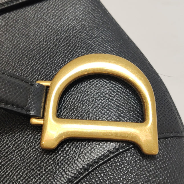 Dior Saddle 2020 Medium Grained Calfskin Leather Bag Black