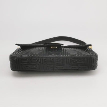 Fendi Baguette 1997 Re-edition 3D Embossed Black Leather Shoulder bag