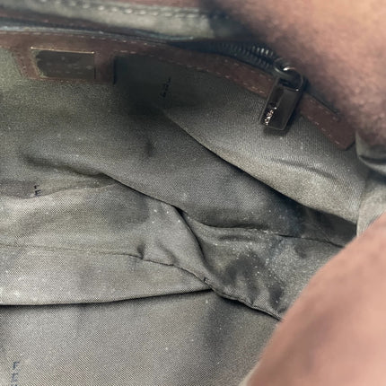 Fendi Baguette Large Dark Brown Suede Leather Shoulder Bag