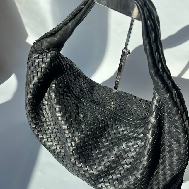 Bottega Veneta Veneta Hobo Maxi Black Leather 51cm