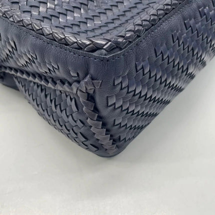 Loewe Braided Puzzle Small Woven Navy Leather Crossbody Bag