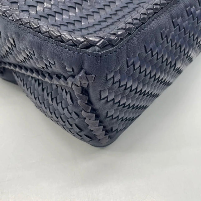Loewe Braided Puzzle Small Woven Navy Leather Crossbody Bag