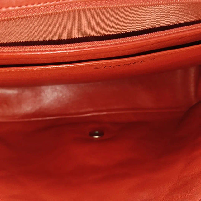 Sold Chanel Classic Flap 2009 Maxi Red Lambskin Leather Gold-tone Hardware