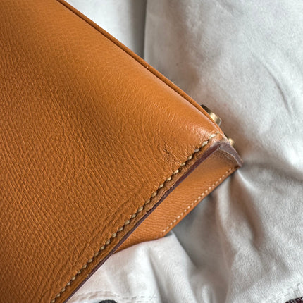 Hermes Kelly 28 Sellier Brown Gold Epsom Leather Gold Hardware 1985