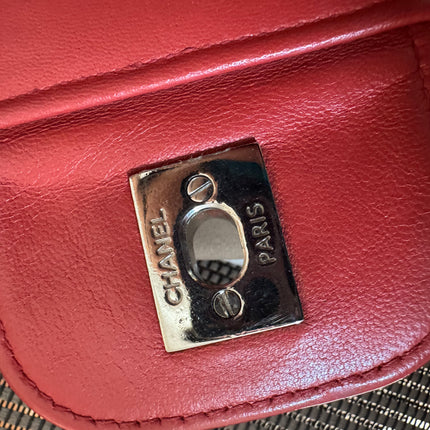 Chanel Classic Flap Single Flap Large Red Lambskin Leather Silver Hardware