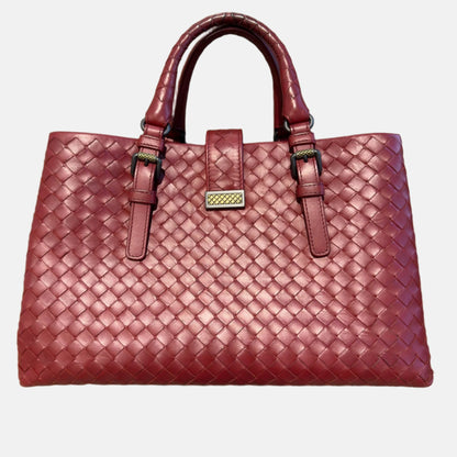 Bottega Veneta Roma Handbag Bag Intrecciato Nappa Leather Burgundy Small 30cm