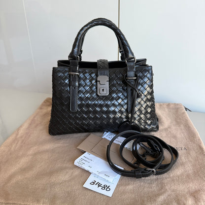 Bottega Veneta Roma Handbag Bag Intrecciato Nappa Leather Black Mini 25cm-Luxbags