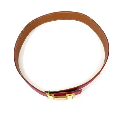 Hermès Constance H Belt Red and Gold Clemence Leather Size 70