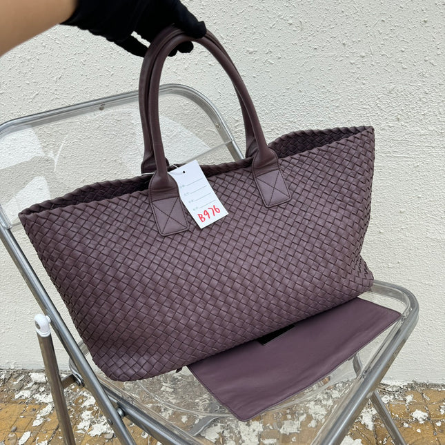 Sold Bottega Veneta Cabat Large Intreccio Leather Tote Bag Dark Lavender Purple 40-43cm