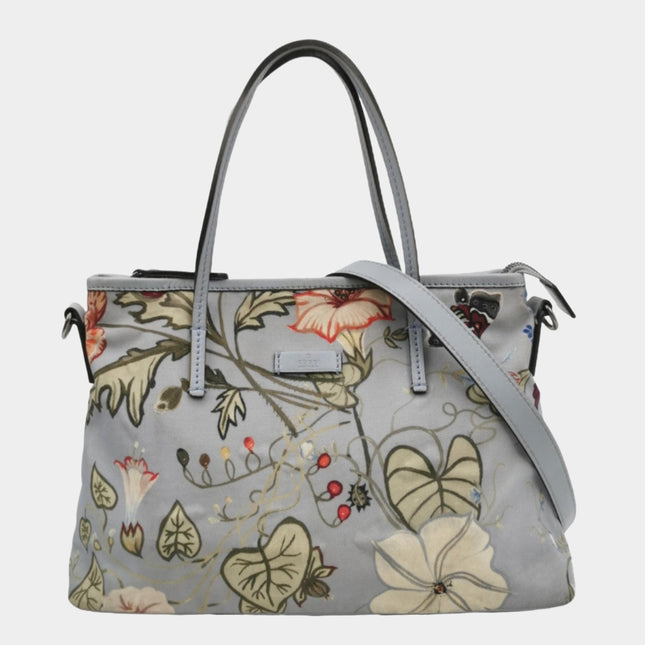 Gucci Flora Knight Tote Blue Nylon and Leather Small-Luxbags