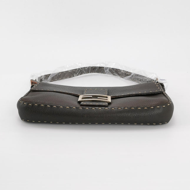 Fendi Baguette Selleria Calfskin Leather Brown Shoulder Bag