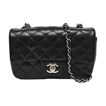 Chanel Classic Flap Mini 2014 Black Lambskin Silver Hardware-Luxbags