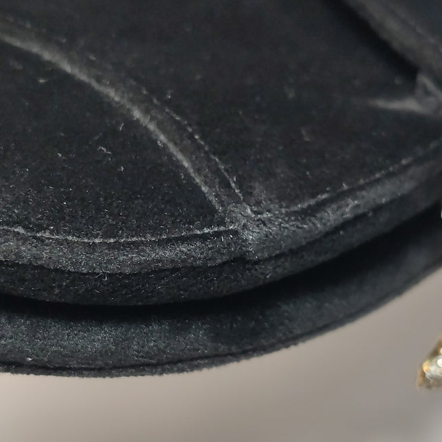 Dior Saddle Mini Velvet Handbag Black with Crystals