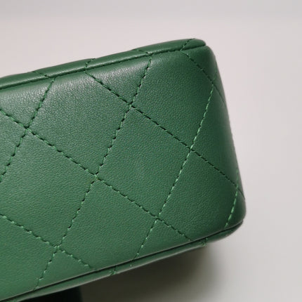 Chanel Classic Flap Mini 2019 Green Lambskin Leather Silver Hardware