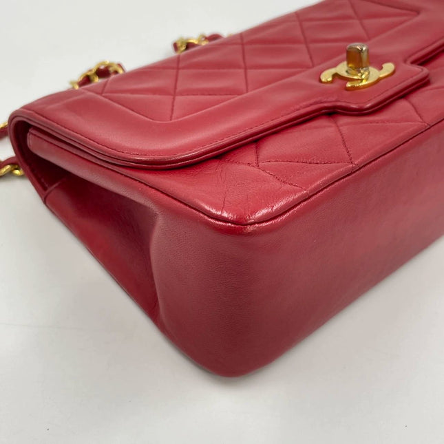 Chanel Diana CC Flap Bag Small Vintage Red Lambskin Leather with 24k Gold HW, 1989-1991
