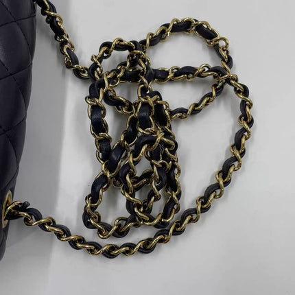 Chanel Classic Flap Rectangular Mini 2015 Navy Lambskin Gold Hardware