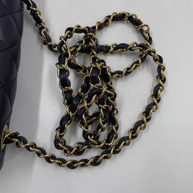 Chanel Classic Flap Rectangular Mini 2015 Navy Lambskin Gold Hardware