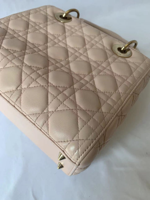 Sold Lady Dior Pink Cannage Leather Medium