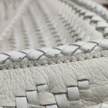 Loewe Puzzle Small Leather Woven Braided White Crossbody Bag