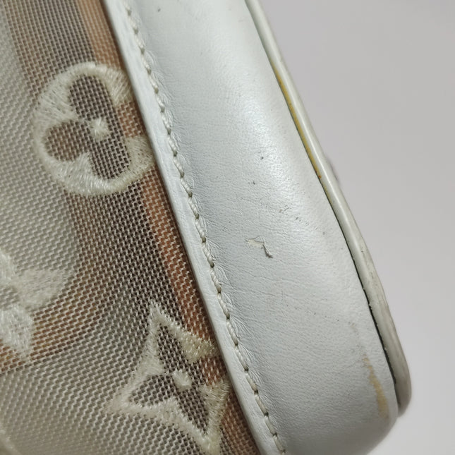 Louis Vuitton Lockit White Mesh Monogram and Leather Handbag