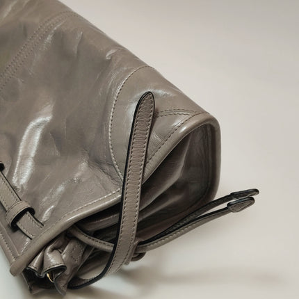 Prada Bonnie Medium Soft Lux Grey Shiny Calfskin Leather Shoulder Bag