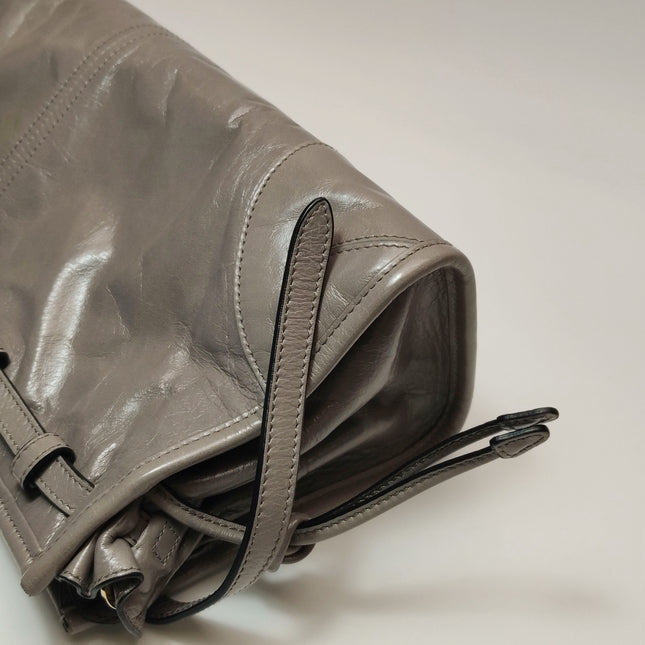 Prada Bonnie Medium Soft Lux Grey Shiny Calfskin Leather Shoulder Bag