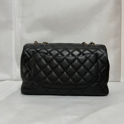 Chanel Classic Flap Jumbo 2009 Black Caviar Leather Single Flap Gold Hardware