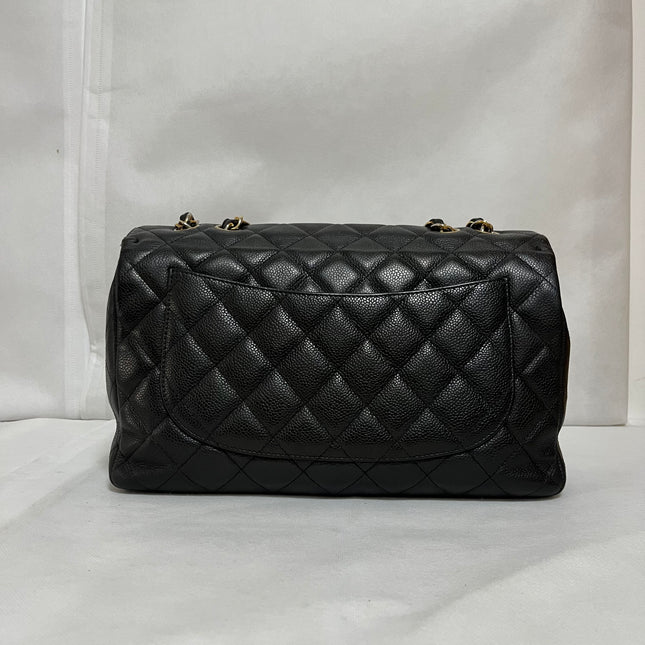 Chanel Classic Flap Jumbo 2009 Black Caviar Leather Single Flap Gold Hardware