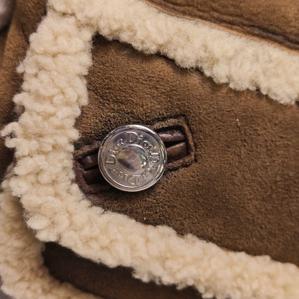 Dior Flight Medium Brown Shearling Leather Shoulder Bag
