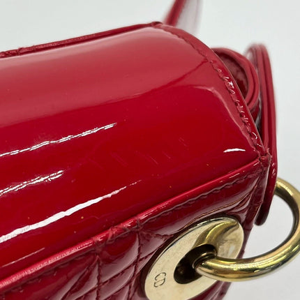 Lady Dior Patent Leather Red Mini handbag with gold hardware