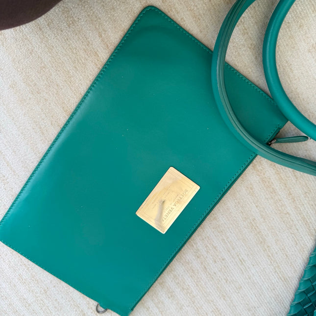 Bottega Veneta Cabat Tote Green Intreccio Leather 50cm