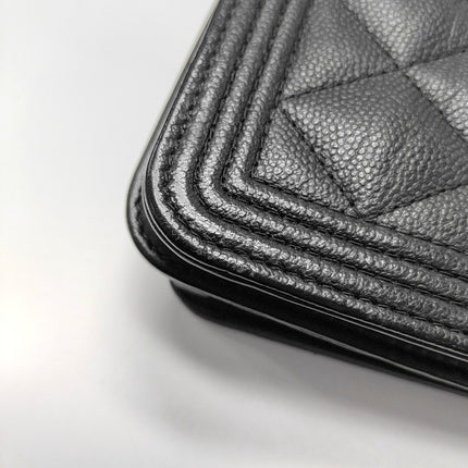 Chanel Wallet on Chain Boy Flap Black Caviar Leather Gold Hardware 2018