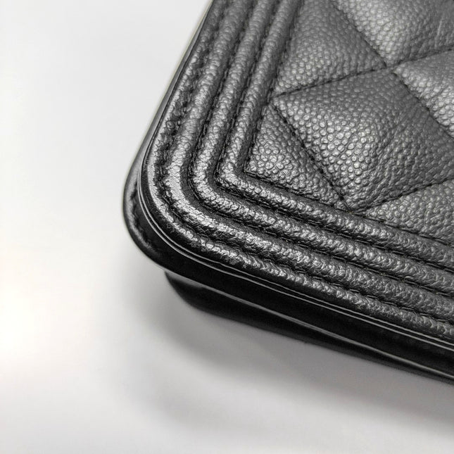 Chanel Wallet on Chain Boy Flap Black Caviar Leather Gold Hardware 2018